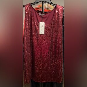 New Finwanlo Dark Red Sequin Tank Top